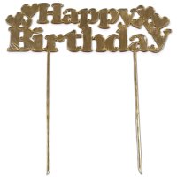 Art.No.P003- Топер Happy birthday със сърца в злато от 